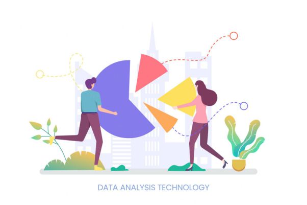 数据分析技术主题APP网站设计矢量插画