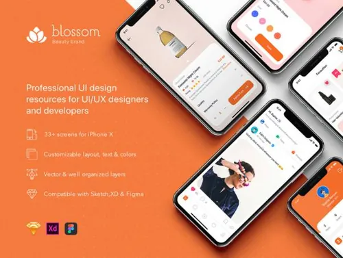 高端化妆品美妆品牌电商平台移动APP应用UI界面素材 Blossom