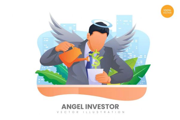 天使投资人主题APP网站设计矢量概念插画