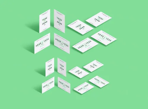 不同角度名片卡片模型PSD模板Perspective iPad Screens Mock-Up