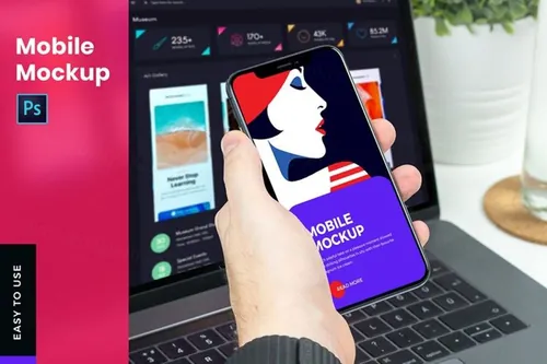 工作场景的手持iPhone手机样机下载