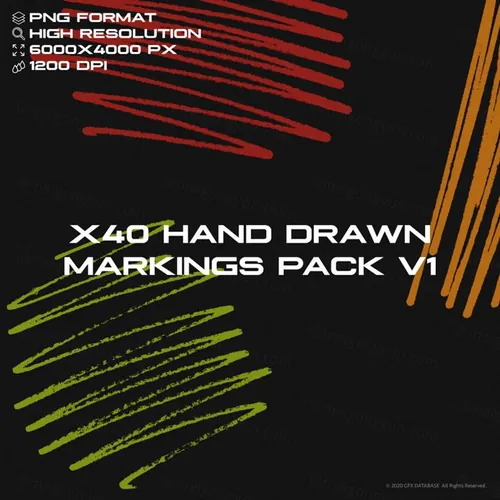 40个高分辨率纯手绘粗糙真实的标记笔记素材 X40 Hand