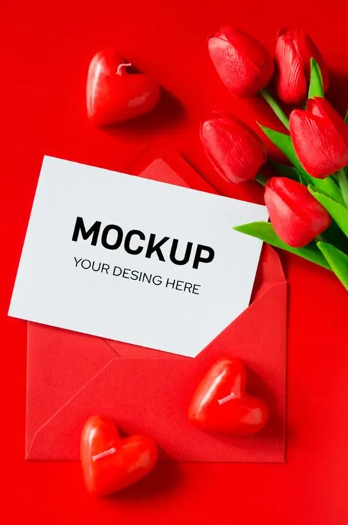 情人节红色信封卡片样机