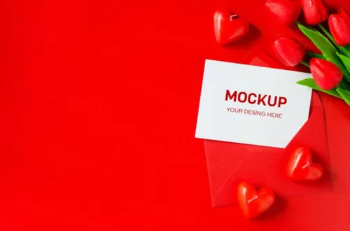 爱心蜡烛红色信封情人节样机