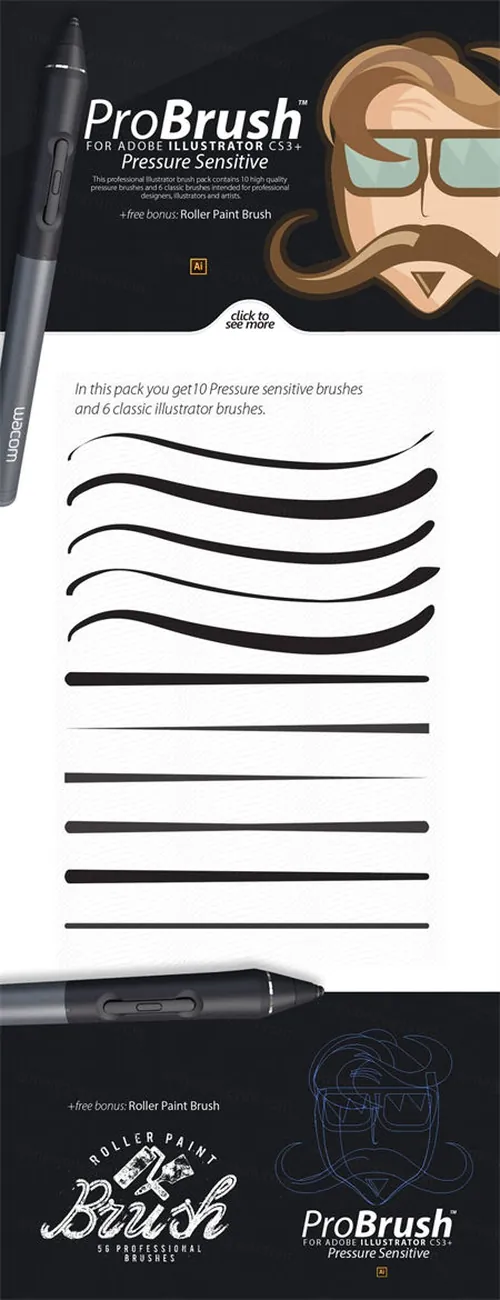 Ai压杆笔刷 ProBrush? PS + Bonus Brushes