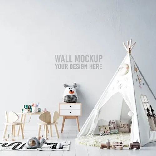 室内儿童房间墙纸模型