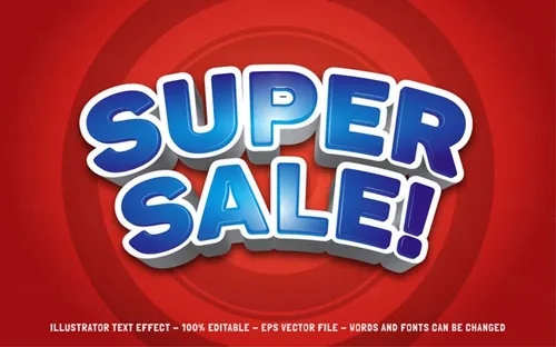 卡通三维立体特效字体文本特效可编辑EPS矢量模板素材3d text style effect