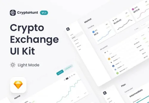 比特币虚拟货币草图Web界面设计ui素材 CryptoHunt | D