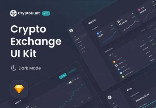 比特币虚拟货币草图Web界面设计ui素材 CryptoHunt | D