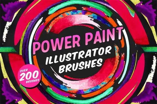 有力量感觉的 illustrator 手绘笔刷 Power Paint