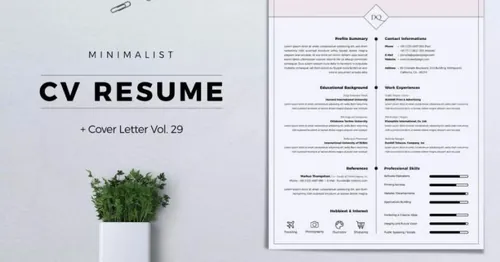 极简主义设计师履历表模板v29 Minimalist CV Resume