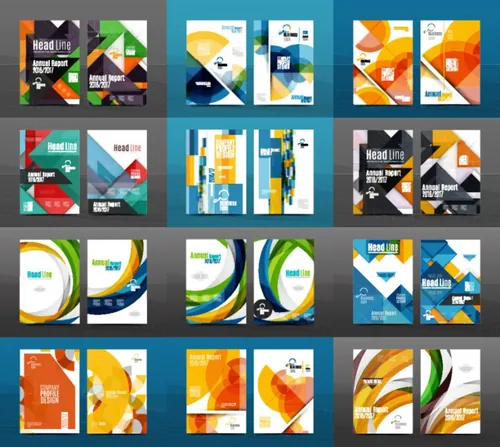 现代抽象几何元素画册宣传册传单封面设计矢量设计素材Geometric design layouts