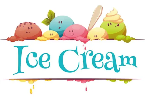 可爱卡通表情冰淇淋旗帜彩色矢量插图设计素材Ice cream banner