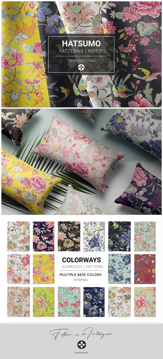 东方中国风日式复古传统樱花鸟类图案素材合辑 Hatsumo