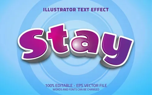 卡通三维立体特效字体文本特效可编辑EPS矢量模板素材3d text style effect