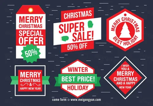 圣诞节矢量标签Christmas Vector Labels