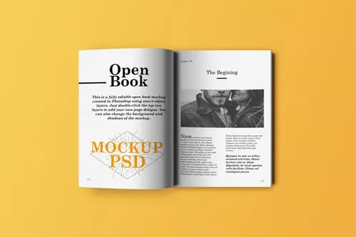 开放式书籍杂志模型PSD贴图模板Open Book Mockup