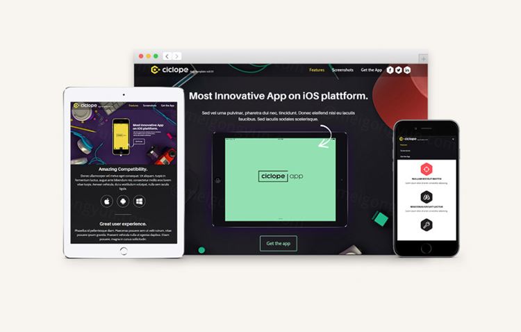 多功能多彩单页登陆模板Ciclope HTML5 App L