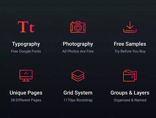 时尚高端多用途的创意官方网站设计模板（PSDSKETCH）