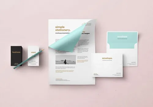 简约简洁风格文具品牌VI提案贴图样机PSD模板Envelope Letter Psd Mockup