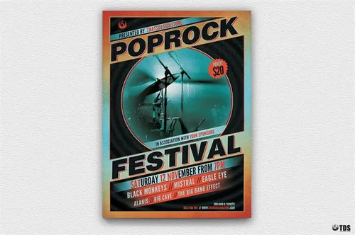 流行摇滚音乐节传单PSD模板 v1 Pop Rock Festival Flyer PSD V1