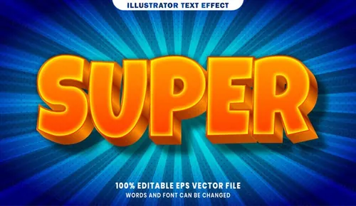 卡通漫画三维立体特效字体文本特效可编辑EPS矢量模板素材3d text style effect