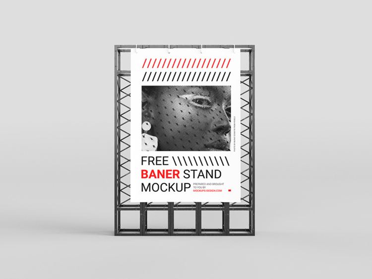 横幅铁架展台海报设计提案样机PSD模板 Banner Stand mockup