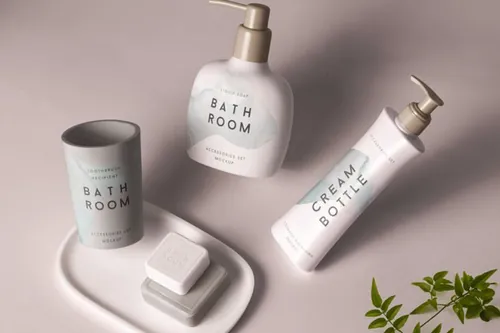 一套精美的基本psd化妆品样机 Psd Bathroom Cosmetics Mockup