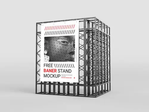 横幅铁架展台海报设计提案样机PSD模板 Banner Stand mockup 样机模版