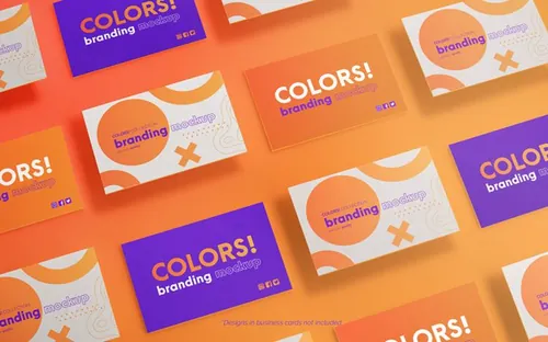 现代时尚热情的名片设计品牌提案PSD样机模板 business cards mockup