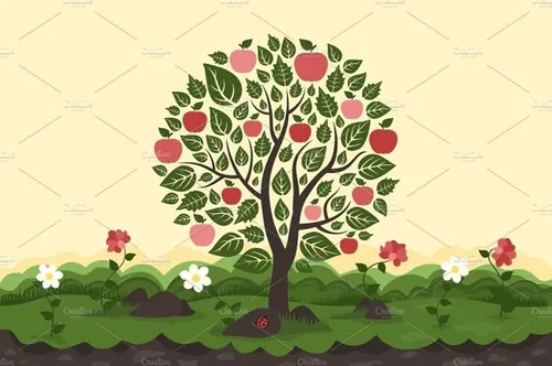 苹果树矢量插图Apple tree