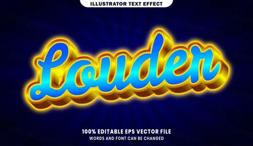 卡通漫画三维立体特效字体文本特效可编辑EPS矢量模板素材3d text style effect