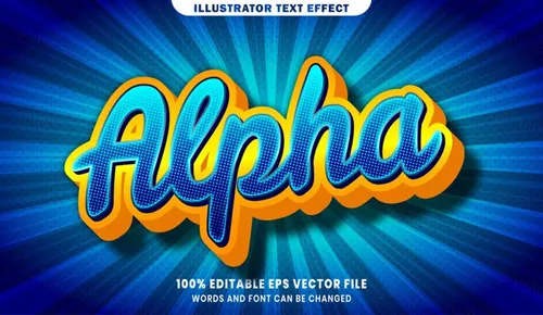 卡通漫画三维立体特效字体文本特效可编辑EPS矢量模板素材3d text style effect