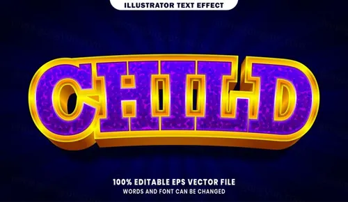 卡通漫画三维立体特效字体文本特效可编辑EPS矢量模板素材3d text style effect