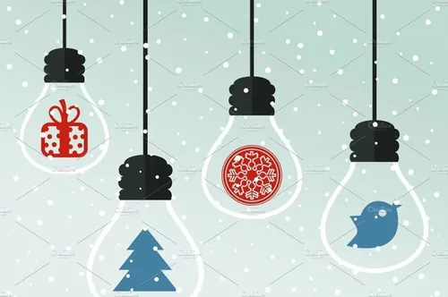 手绘圣诞节电灯泡装饰素材Christmas toys