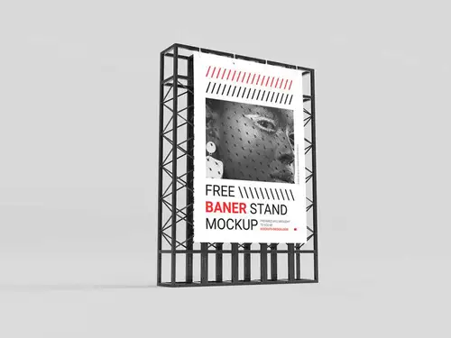 横幅铁架展台海报设计提案样机PSD模板 Banner Stand mockup 样机模版