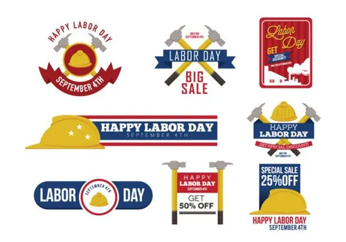 劳动节矢量徽章图标Labor Day Badges Vector