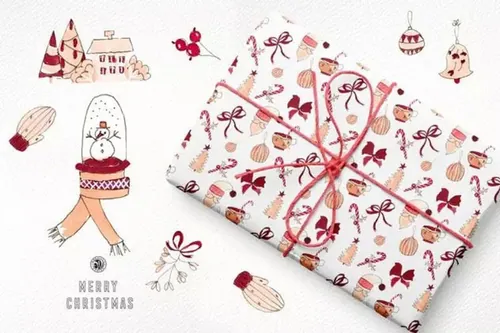 圣诞快乐水彩插画 Merry Christmas Water