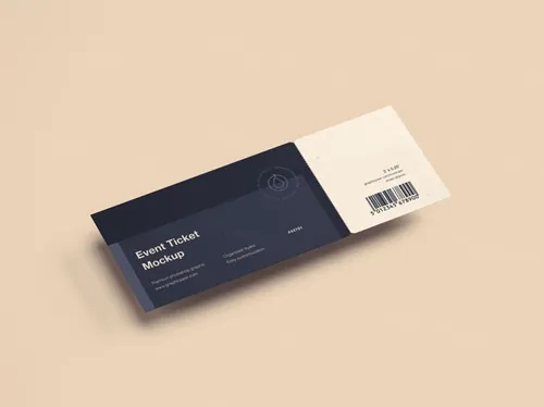 演唱会/活动/展会门票设计效果图样机模板  Simple Ticket Mockup