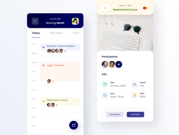 课程日程表计划表应用程序UI界面素材 Activity Calenda