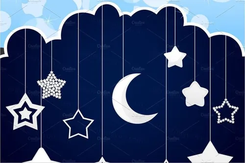 夜晚的星星和月亮矢量插图Night