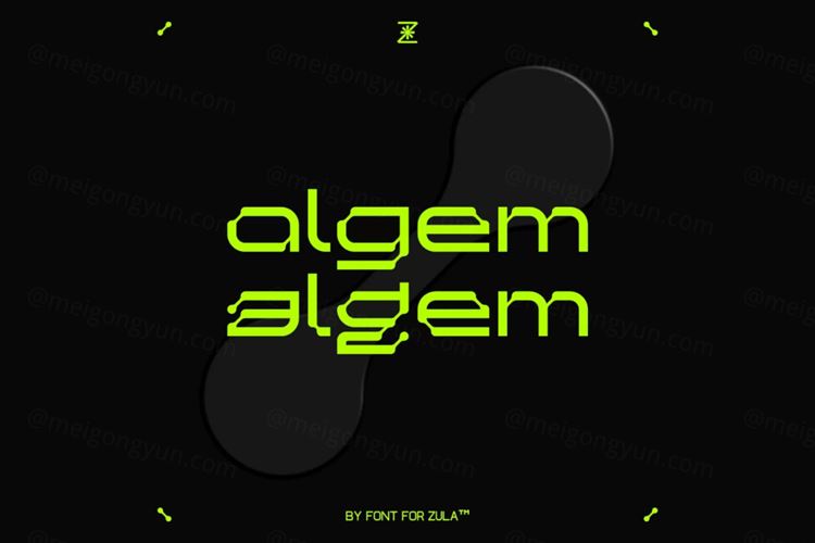 复古未来派赛博朋克机能科幻风几何科技海报装饰英文字体 Zul