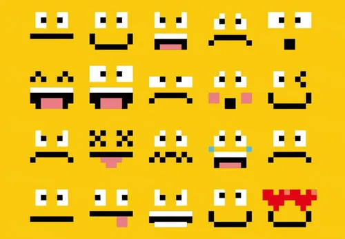 卡通像素面部表情矢量设计素材集Cartoon Pixel Faces