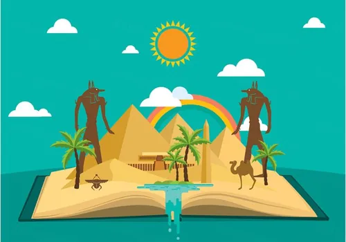 埃及金字塔矢量翻页效果Piramide Story Flat Free Vector