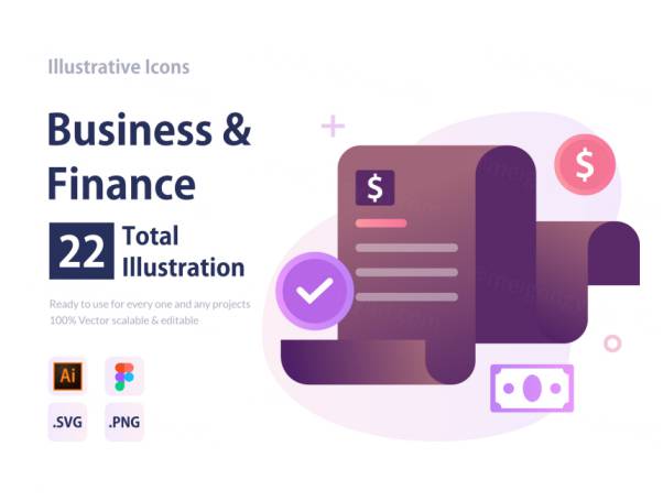 22个独特渐变商业金融图标 Business  Finance Ill