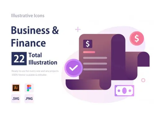 22个独特渐变商业金融图标 Business  Finance Ill