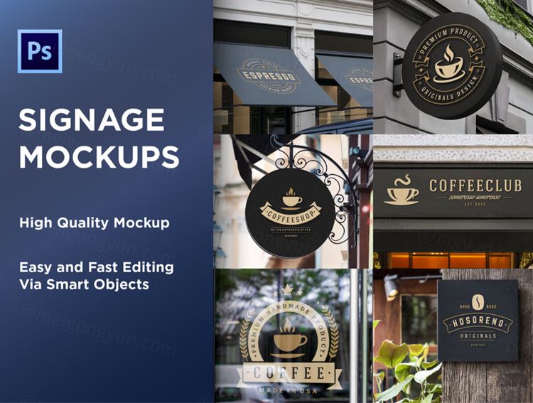 咖啡馆和咖啡门店徽标LOGO设计提案样机模板 Cafe an