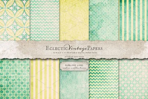 绿色调复古图案纹理无缝背景Printable Papers - Sublime Lime