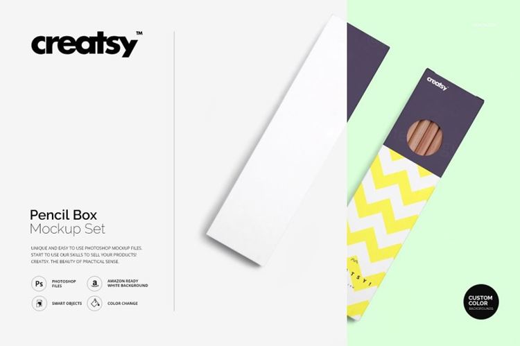 铅笔包装盒外观设计展示样机 Pencil Box Mockup Set