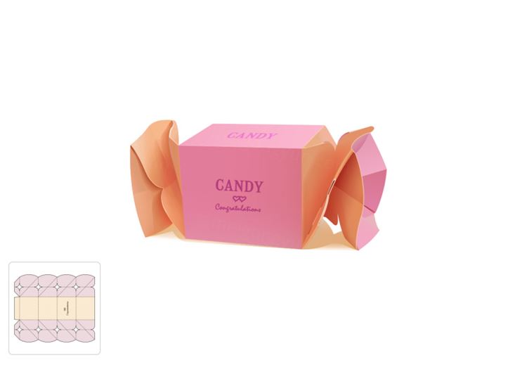 粉色糖果礼品盒模切图/刀模图EPS源文件